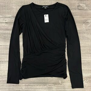 Express black faux cross long sleeve fitted top NEW size XS